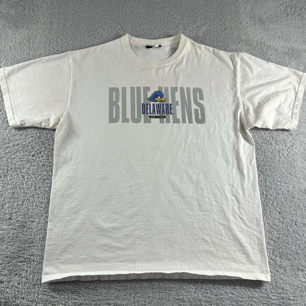 VINTAGE Delaware Blue Hens Shirt Mens‎ XL Jansport White Blue Sports College